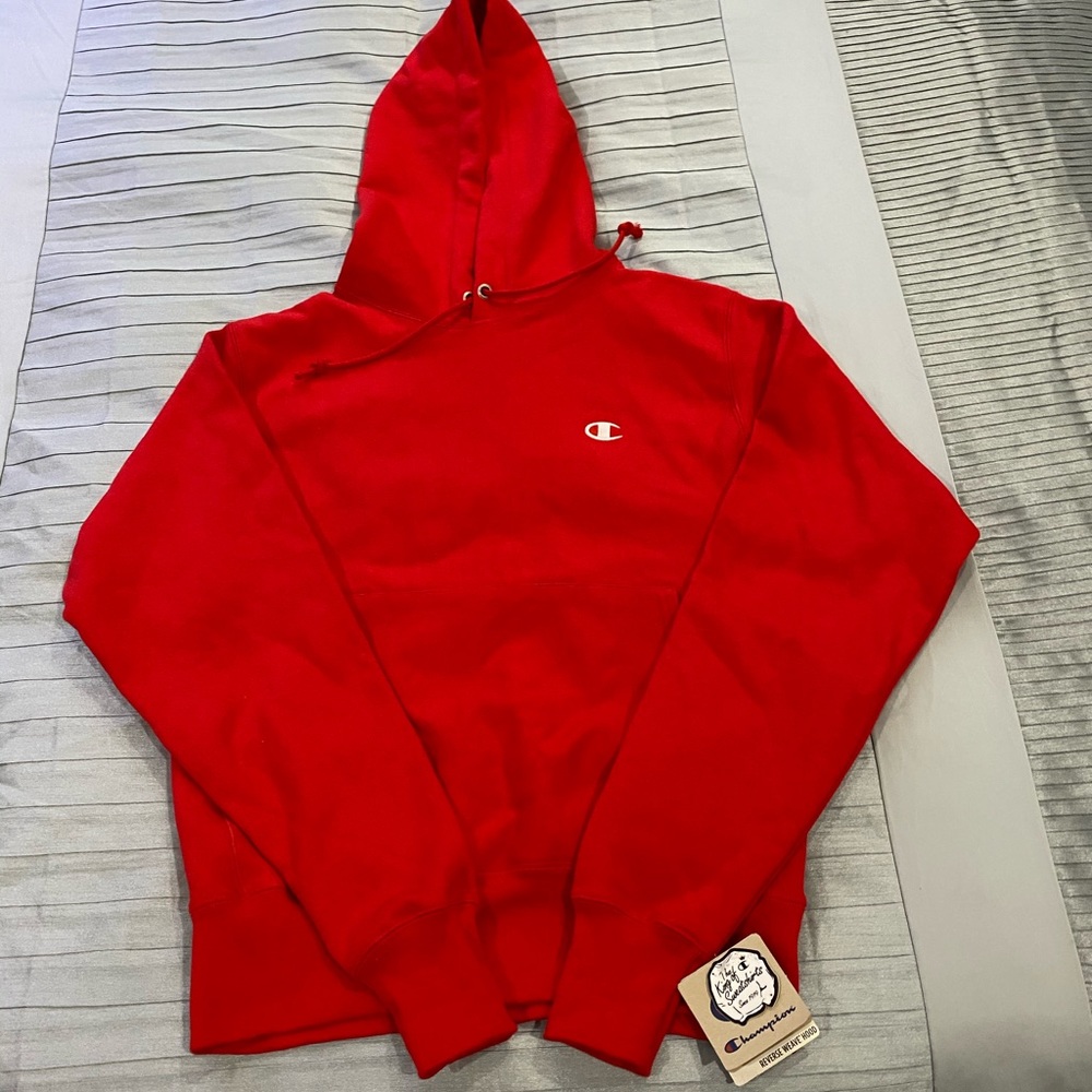 Red Champion Reverse Weave Hoodie